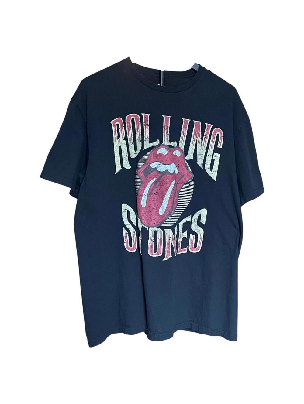 Vintage Rolling Stones Tongue Logo Band T Shirt Black XL